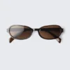 Gafas de sol de montura ovalada fina – Marrón oscuro – Lentes marrones Gafas de sol de montura ovalada fina – Marrón oscuro – Lentes marrones