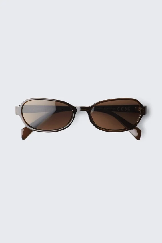 Gafas de sol de montura ovalada fina – Marrón oscuro – Lentes marrones Gafas de sol de montura ovalada fina – Marrón oscuro – Lentes marrones
