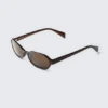 Gafas de sol de montura ovalada fina – Marrón oscuro – Lentes marrones Gafas de sol de montura ovalada fina – Marrón oscuro – Lentes marrones