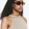 Gafas de sol de montura ovalada fina – Marrón oscuro – Lentes marrones Gafas de sol de montura ovalada fina – Marrón oscuro – Lentes marrones
