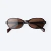 Gafas de sol de montura ovalada fina – Marrón oscuro – Lentes marrones Gafas de sol de montura ovalada fina – Marrón oscuro – Lentes marrones