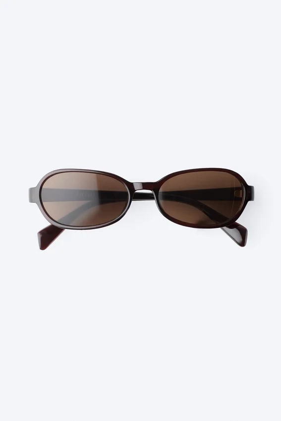 Gafas de sol de montura ovalada fina – Marrón oscuro – Lentes marrones Gafas de sol de montura ovalada fina – Marrón oscuro – Lentes marrones