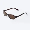 Gafas de sol de montura ovalada fina – Marrón oscuro – Lentes marrones Gafas de sol de montura ovalada fina – Marrón oscuro – Lentes marrones