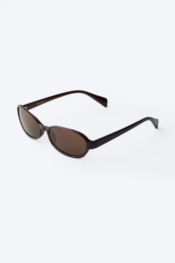 Gafas de sol de montura ovalada fina – Marrón oscuro – Lentes marrones Gafas de sol de montura ovalada fina – Marrón oscuro – Lentes marrones