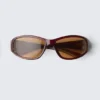 Gafas de sol envolventes – Rojo transparente – Lentes marrones
