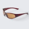 Gafas de sol envolventes – Rojo transparente – Lentes marrones
