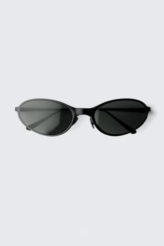 Gafas de sol metálicas ovaladas – Negro – Lentes oscuras