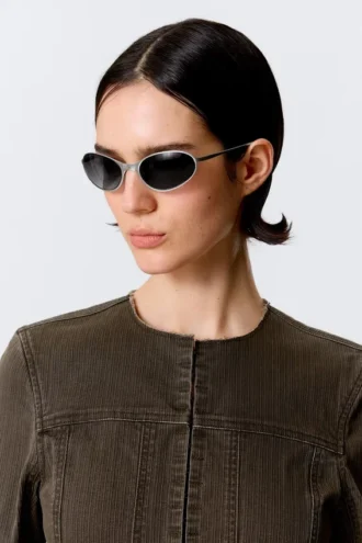 Gafas de sol metálicas ovaladas – Plata – Lentes oscuras