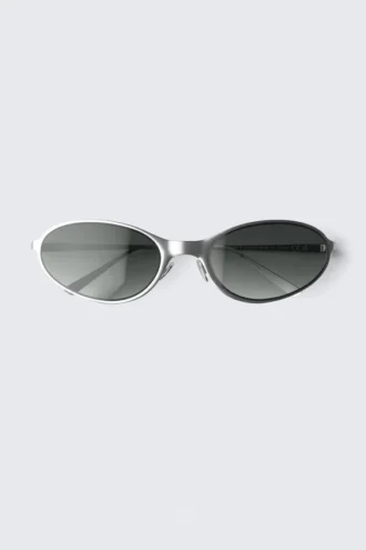 Gafas de sol metálicas ovaladas – Plata – Lentes oscuras