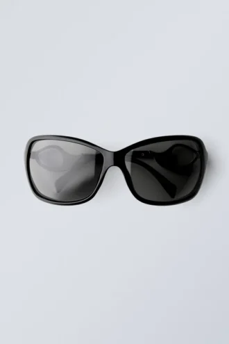 Gafas de sol ovaladas con detalles metálicos – Negro