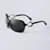 Gafas de sol ovaladas con detalles metálicos – Negro Gafas de sol ovaladas con detalles metálicos – Negro