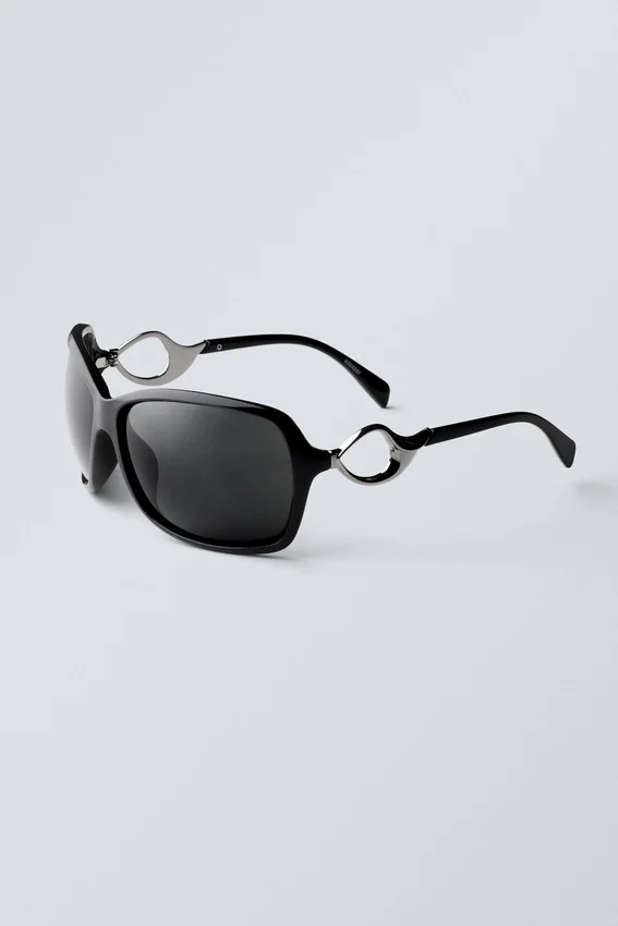 Gafas de sol ovaladas con detalles metálicos – Negro Gafas de sol ovaladas con detalles metálicos – Negro