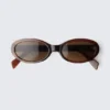 Gafas de sol ovaladas y estilizadas – Marrón oscuro – Lentes marrones Gafas de sol ovaladas y estilizadas – Marrón oscuro – Lentes marrones