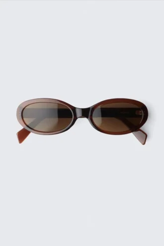 Gafas de sol ovaladas y estilizadas – Marrón oscuro – Lentes marrones