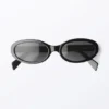 Gafas de sol ovaladas y finas con cristales tintados – Negro – Cristales negros Gafas de sol ovaladas y finas con cristales tintados – Negro – Cristales negros