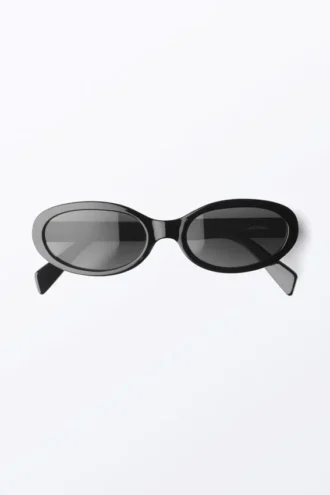 Gafas de sol ovaladas y finas con cristales tintados – Negro – Cristales negros
