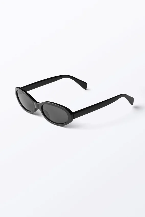 Gafas de sol ovaladas y finas con cristales tintados – Negro – Cristales negros Gafas de sol ovaladas y finas con cristales tintados – Negro – Cristales negros