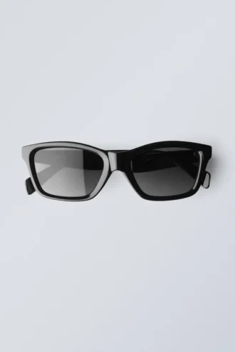Gafas de sol rectangulares de montura llamativa – Negro – Lentes negras