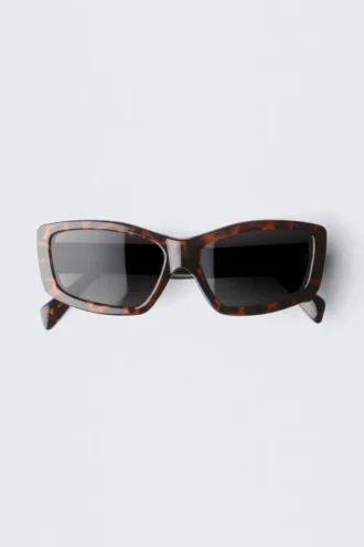 Gafas de sol rectangulares semianchas – Marrón carey