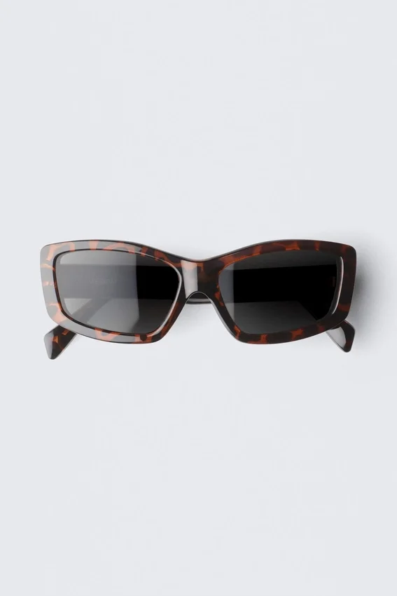 Gafas de sol rectangulares semianchas – Marrón carey Gafas de sol rectangulares semianchas – Marrón carey