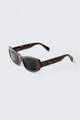 Gafas de sol rectangulares semianchas – Marrón carey