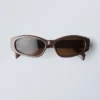 Gafas de sol unisex con montura curvada deslizante – Marrón oscuro