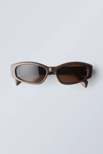 Gafas de sol unisex con montura curvada deslizante – Marrón oscuro