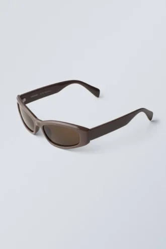 Gafas de sol unisex con montura curvada deslizante – Marrón oscuro