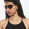 Gafas de sol unisex con montura metálica ovalada – Latón – Lentes marrones