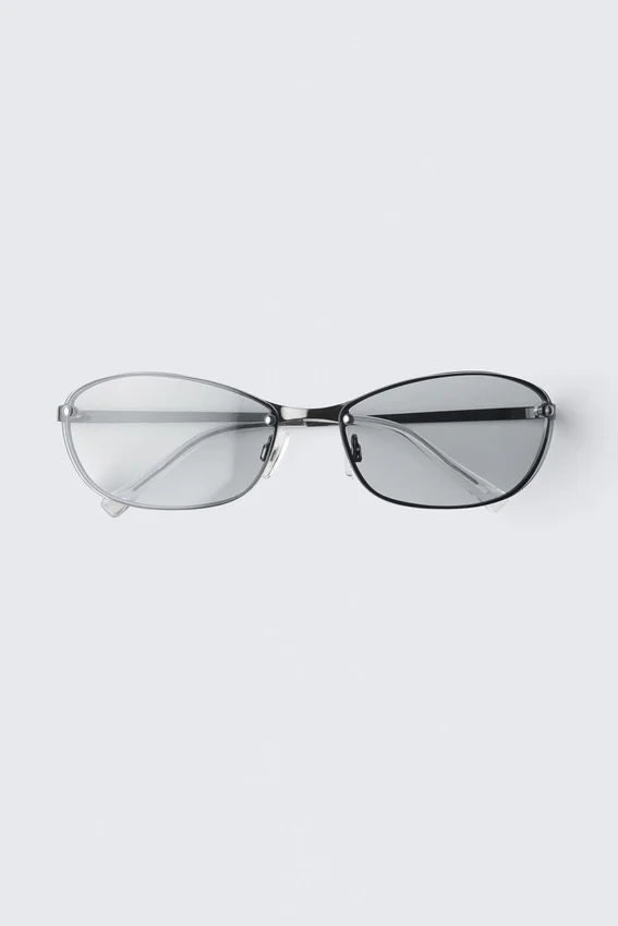 Gafas de sol unisex con montura metálica ovalada – Plata – Lentes con filtro de luz azul Gafas de sol unisex con montura metálica ovalada – Plata – Lentes con filtro de luz azul