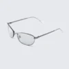 Gafas de sol unisex con montura metálica ovalada – Plata – Lentes con filtro de luz azul Gafas de sol unisex con montura metálica ovalada – Plata – Lentes con filtro de luz azul