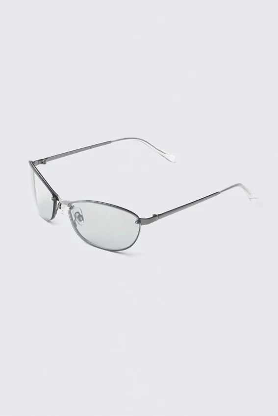 Gafas de sol unisex con montura metálica ovalada – Plata – Lentes con filtro de luz azul Gafas de sol unisex con montura metálica ovalada – Plata – Lentes con filtro de luz azul