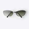 Gafas de sol unisex con montura metálica ovalada – Verde oscuro