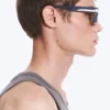 Gafas de sol unisex con montura rectangular en negrita – Gris claro empolvado