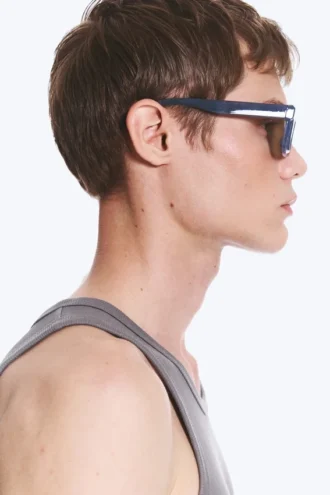 Gafas de sol unisex con montura rectangular en negrita – Gris claro empolvado