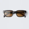 Gafas de sol unisex con montura rectangular llamativa – Negro – Lentes marrones