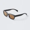 Gafas de sol unisex con montura rectangular llamativa – Negro – Lentes marrones