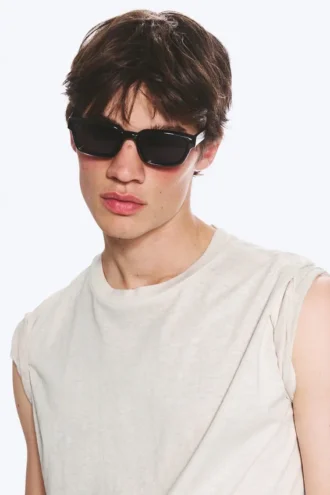Gafas de sol unisex con montura rectangular llamativa – Negro – Lentes negras