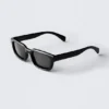 Gafas de sol unisex con montura rectangular llamativa – Negro – Lentes negras Gafas de sol unisex con montura rectangular llamativa – Negro – Lentes negras