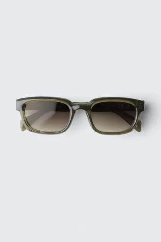 Gafas de sol unisex con montura rectangular llamativa – Verde oscuro