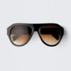 Gafas de sol unisex estilo aviador de montura gruesa – Negras – Lentes marrones