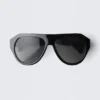 Gafas de sol unisex estilo aviador de montura gruesa – Negro – Lentes negras Gafas de sol unisex estilo aviador de montura gruesa – Negro – Lentes negras