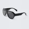 Gafas de sol unisex estilo aviador de montura gruesa – Negro – Lentes negras Gafas de sol unisex estilo aviador de montura gruesa – Negro – Lentes negras