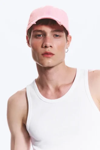 Gorra corta desgastada – Rosa claro