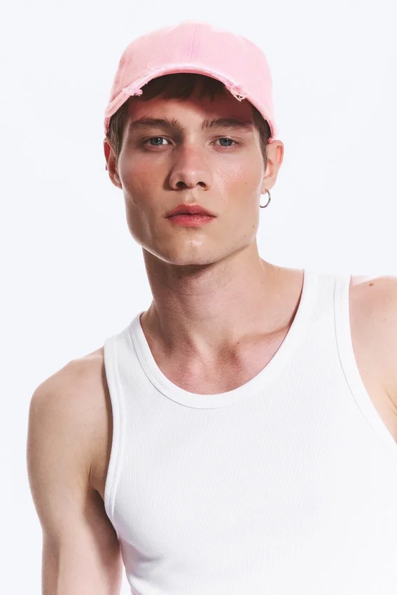 Gorra corta desgastada – Rosa claro Gorra corta desgastada – Rosa claro
