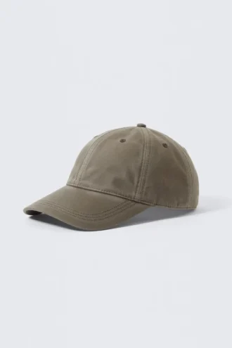 Gorra de béisbol de algodón encerado – Gris topo oscuro
