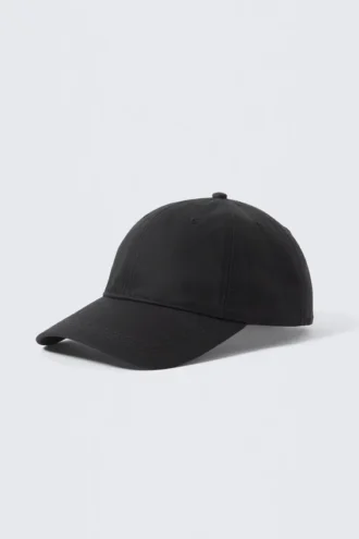 Gorra de béisbol de algodón encerado – Negro