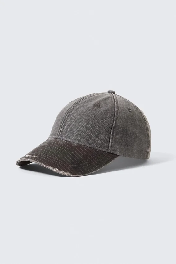 Gorra de béisbol de lona de algodón desgastada – Gris – Trashed Camo Gorra de béisbol de lona de algodón desgastada – Gris – Trashed Camo