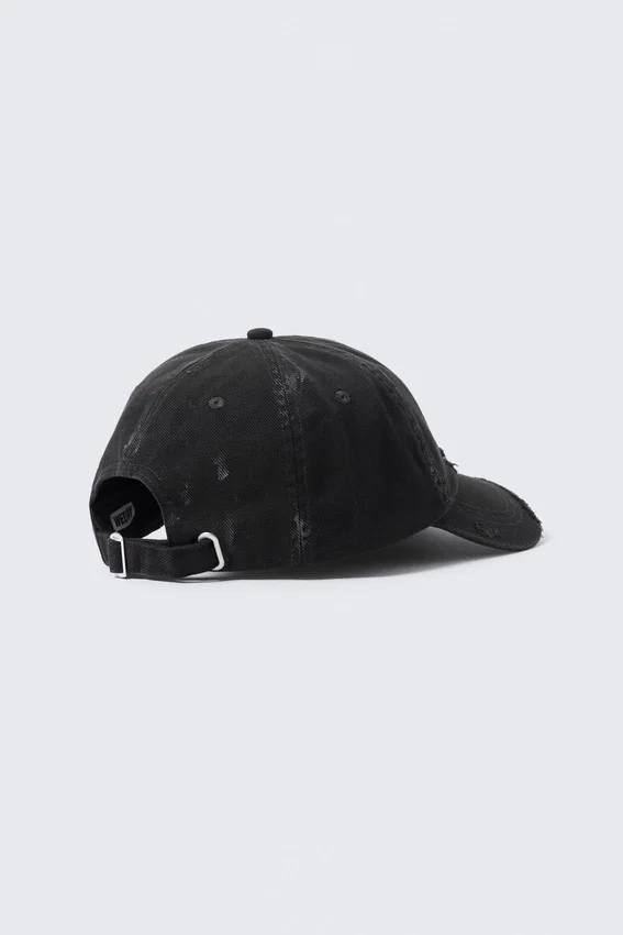 Gorra de béisbol de lona de algodón desgastada – Negra corta Gorra de béisbol de lona de algodón desgastada – Negra corta