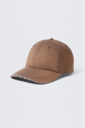 Gorra de béisbol de sarga de algodón desgastada – Marrón lavado